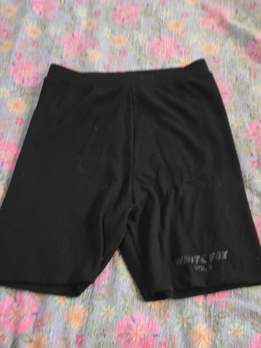Black Graphic Biker Shorts - White Fox Logo